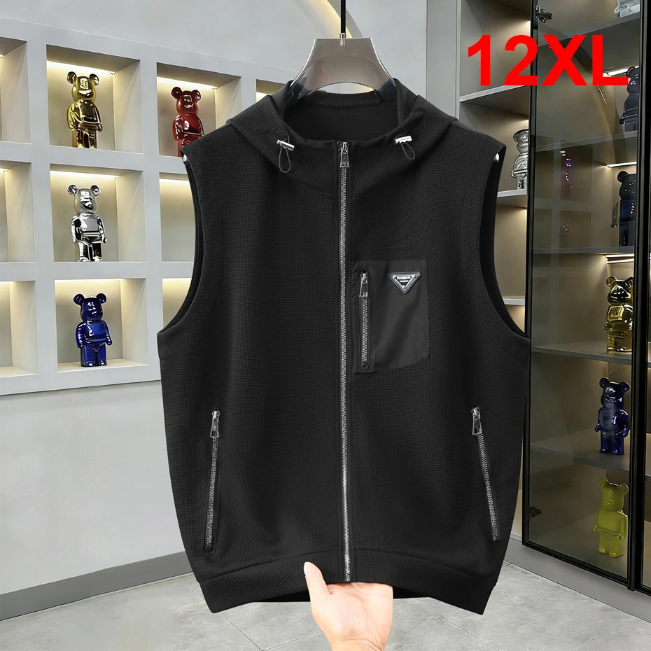 12XL 10XL Plus Size Vest Men Sleeveless Jacket Black Vests Male Fashion Casual Vests Big Size 10XL