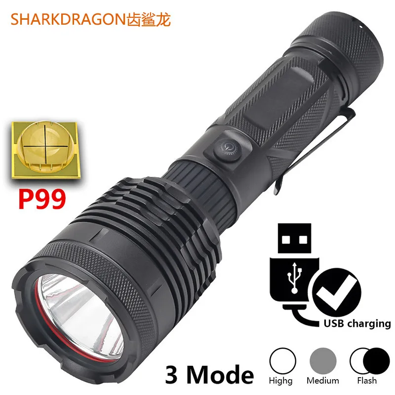 

XHP90 Outdoor Flashlight Aluminum Alloy Input Output Multifunctional Tactical LED Flashlight