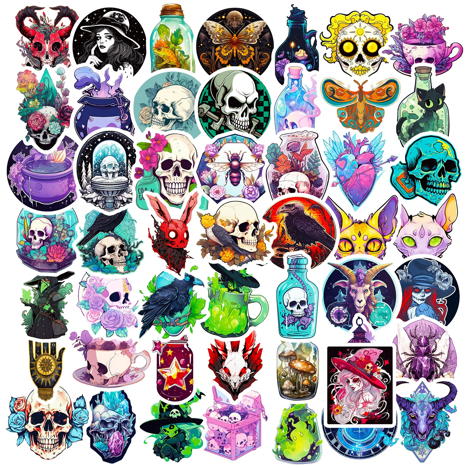 

50Pcs Horror Skull APothecary Stickers Gothic Decals for Motorcycle Helmet Diary Phone Car Waterproof Graffiti Sticker Toy