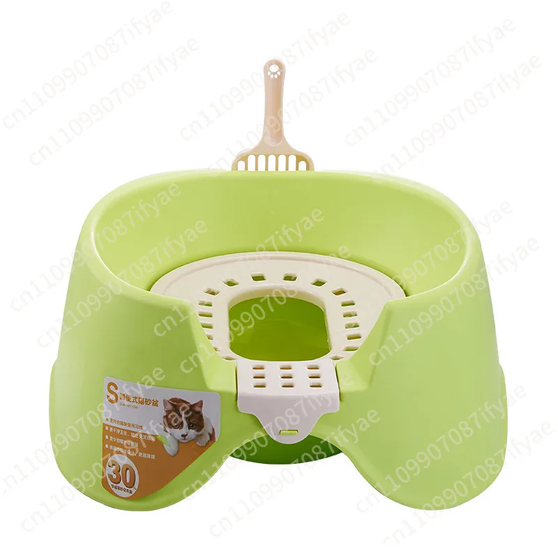 Cat squatting toilet oversized cat litter box semi-closed open toilet anti-splash litter shovel