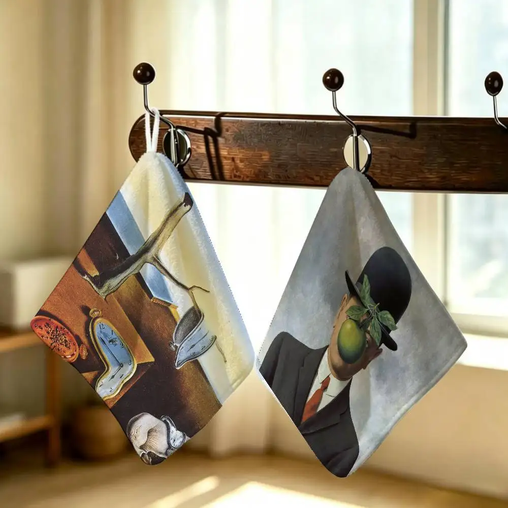 Salvador Dali Pop Art Polyester Cotton Hanging Kitchen Towel Skin Friendly Hand Wiping Towel For Hotel Cafe Household