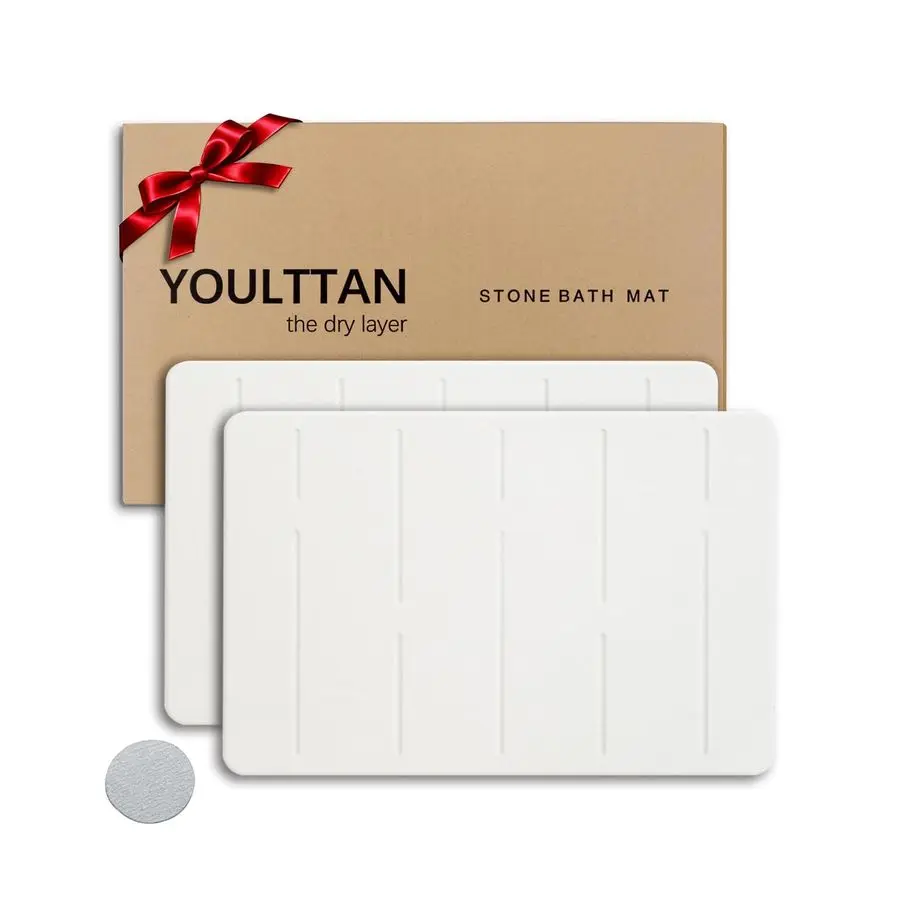 

Коврик для ванной из камня 24x16, 2 шт., быстросохнущий, нескользящий коврик с диатомовой землей, стильный впитывающий усилитель, белый прямой