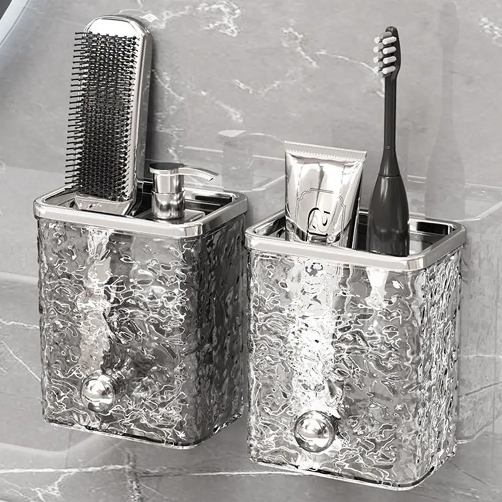 Cesta de chuveiro com padrão de ondulação de água de plástico, autoadesiva, grande capacidade, organizador de parede, economia de espaço, prateleira de banheiro