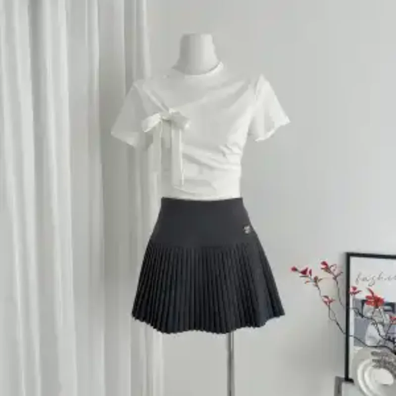 Sweet Pleated Women's High-waist Slim New Skirt College Style Anti-exposure A-line Skirt