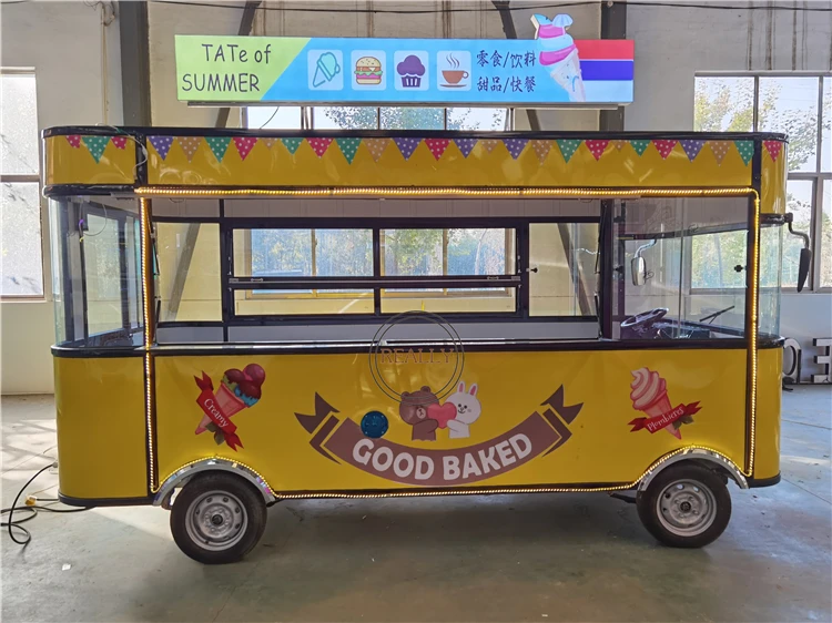 شاحنة طعام كهربائية، مقطورة مطبخ متنقلة، تصميم عصير هوت دوج، آلة بيع عربة الآيس كريم