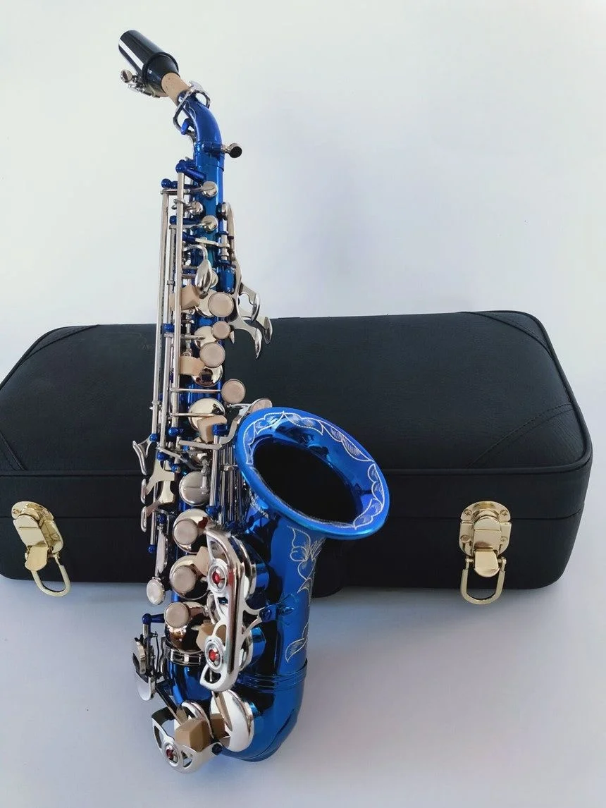 

Новый высококачественный саксофон-сопрано Silver Sky Blue S-991 Bb Tune Sax Bb, музыкальный инструмент для детей и взрослых.