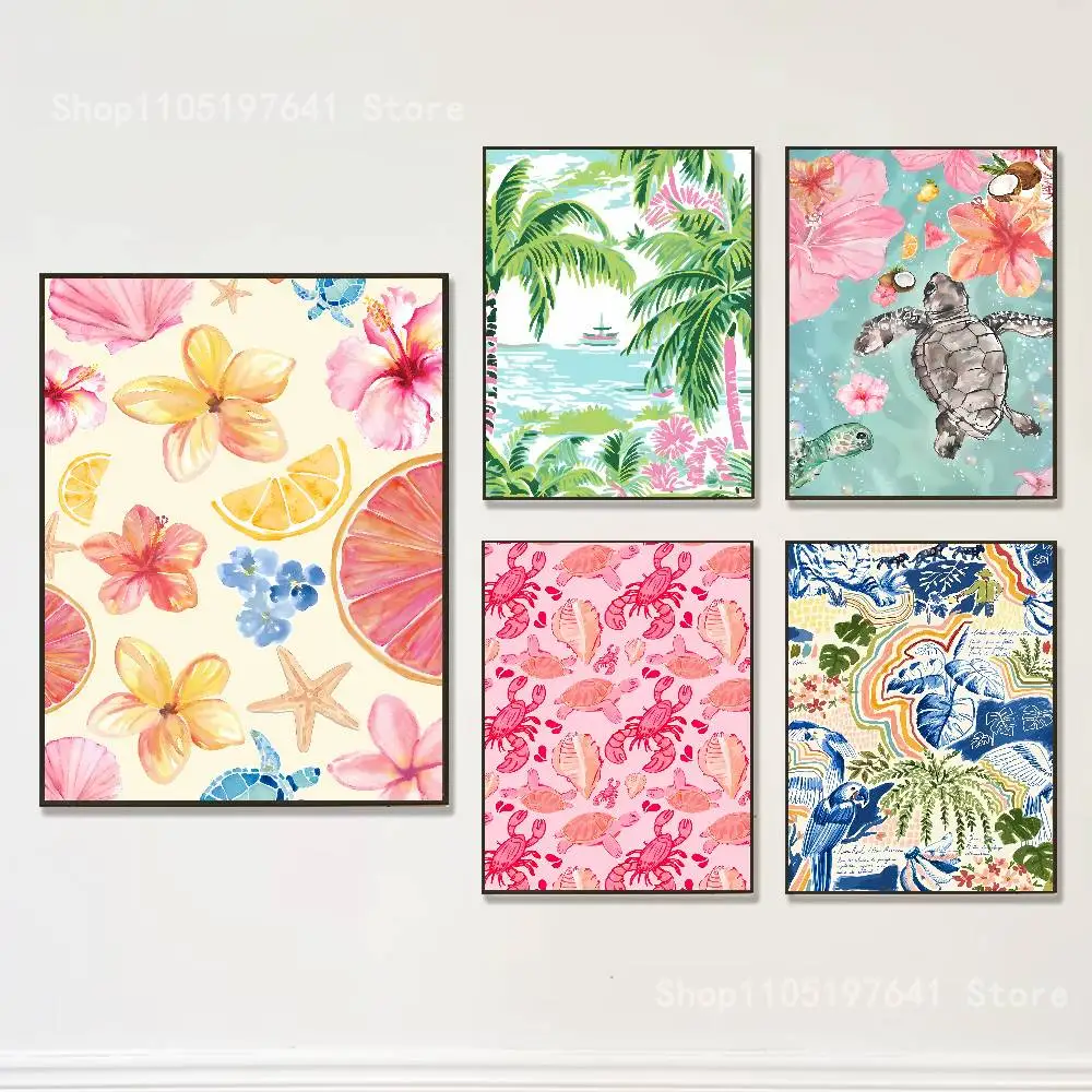 

Tropical Preppy Poster Prints Wall Art Picture Painting Gift Living Room Restaurant Bar Large Dec Sticker