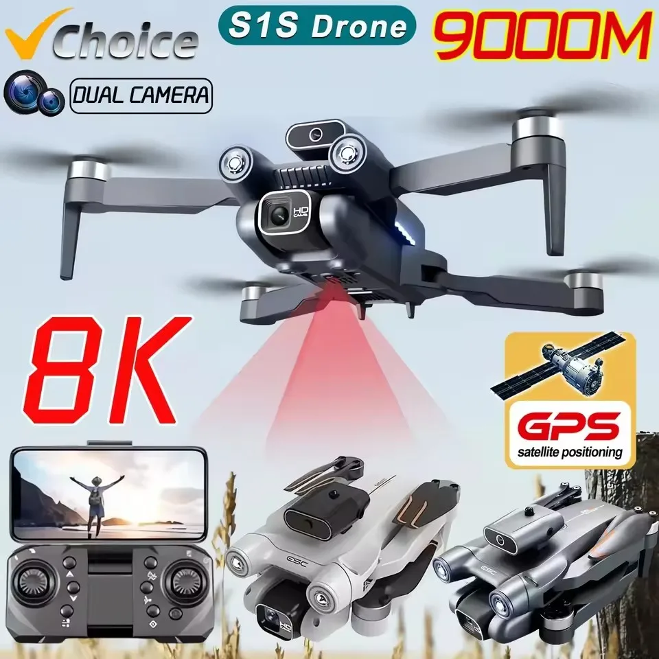 

New S1S Mini Drone 4k Profesional 8K HD Camera Obstacle Avoidance Aerial Photography Brushless Foldable Quadcopter 3km