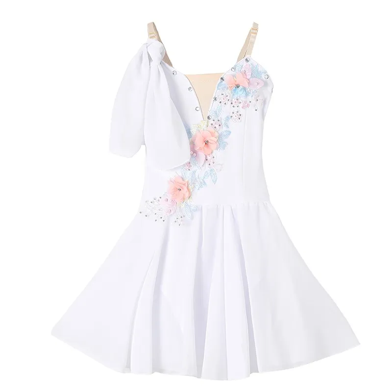 Vestido de Ballet para niñas, leotardo clásico de gasa, vestido de baile chino moderno, color rosa, azul y blanco