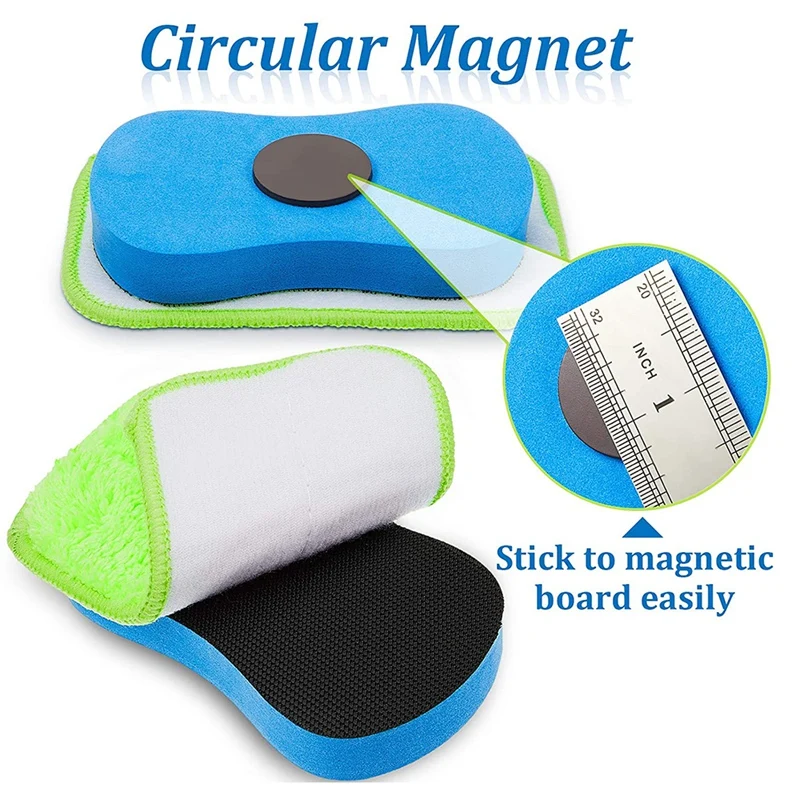 6Pcs Microfiber Dustless Chalk Eraser Magnetic Chalkboard Eraser Multipurpose Cleaning Duster Washable Reusable Eraser