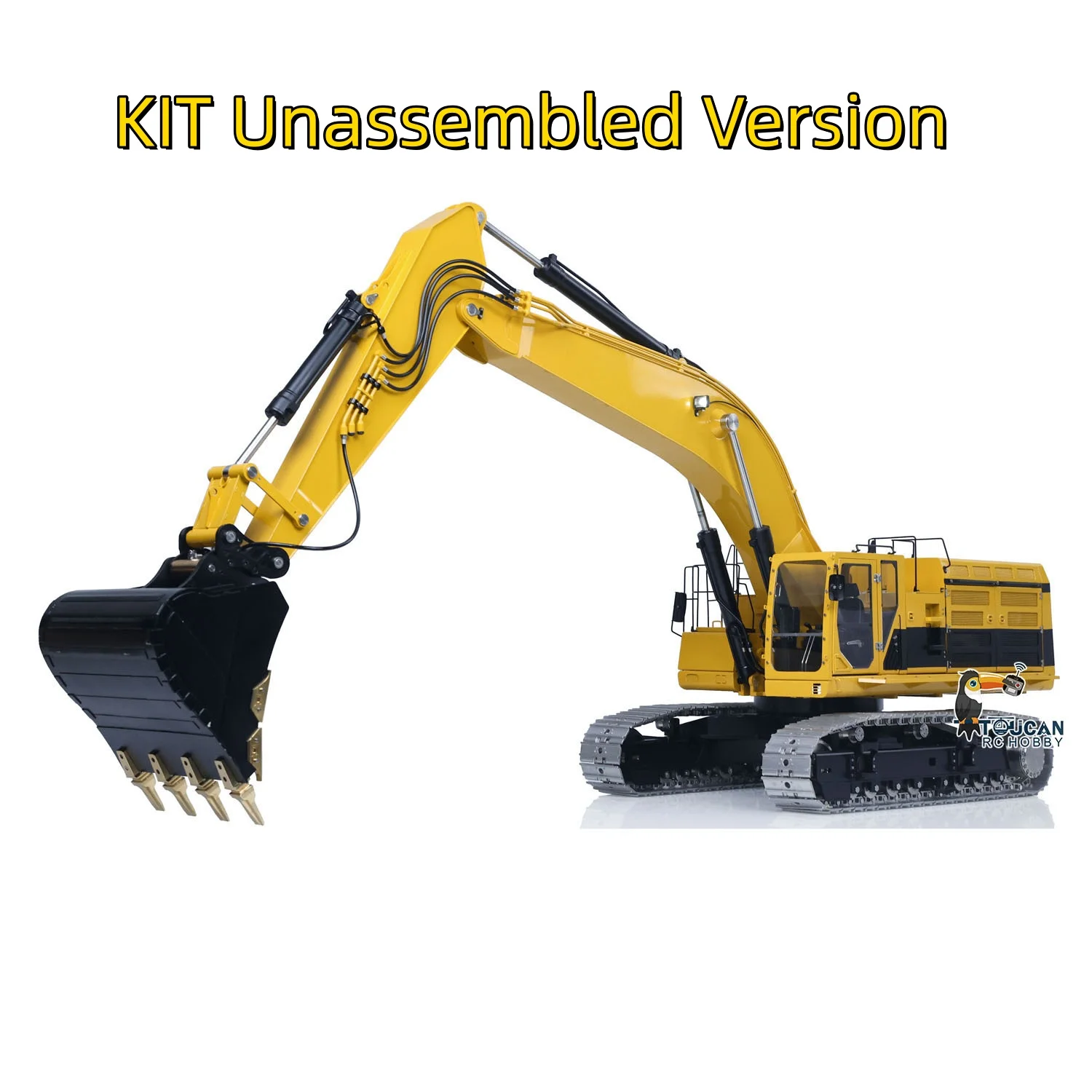 LESU C374F 1/14 KIT de excavadora hidráulica de Metal RC sin montar, modelo de Control remoto, excavadora pesada, válvula de 6 canales, bomba de luz con pantalla LCD