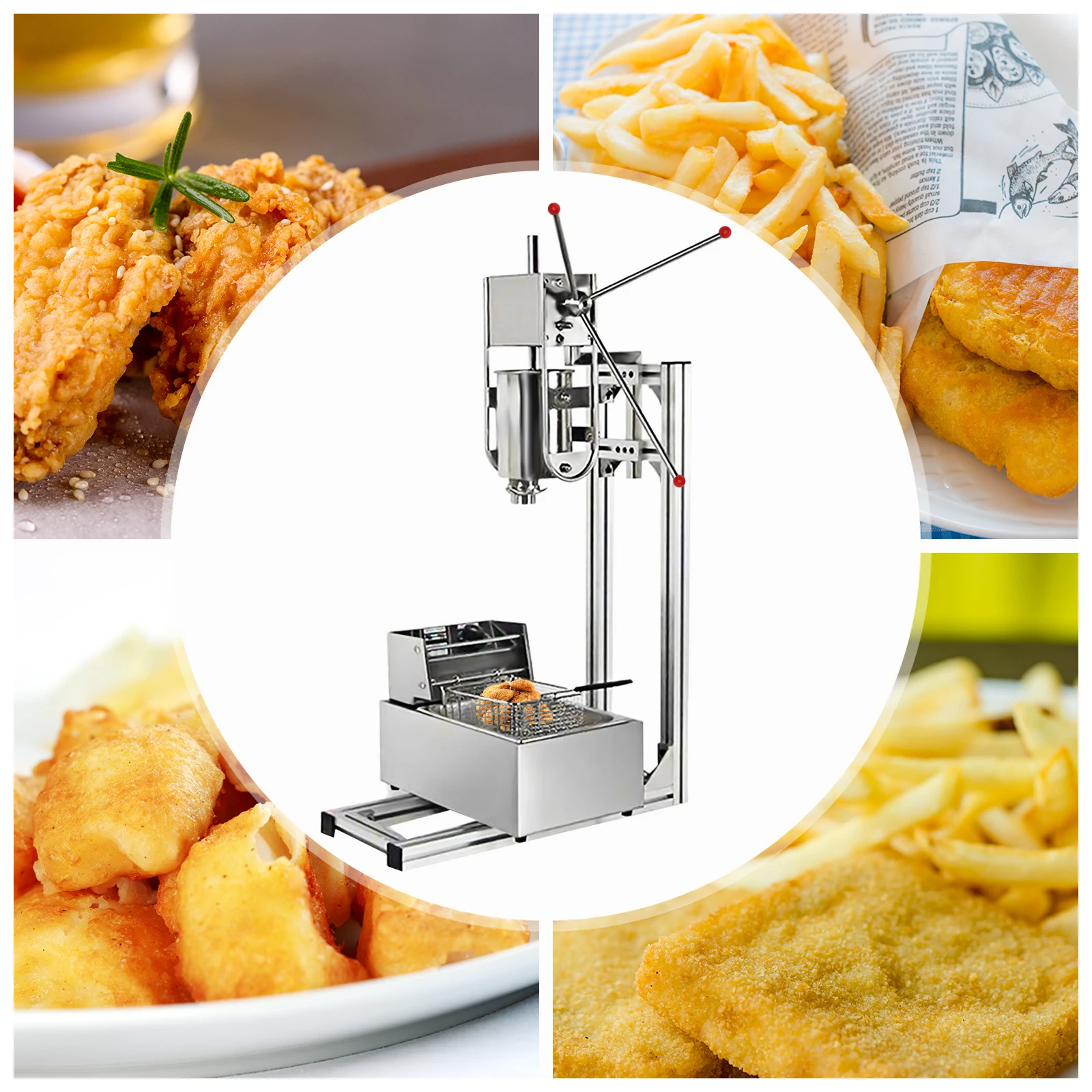 

Commercial Electric Vertical Spanish Donuts Churrera Maker Machine 6L/12L Deep Fryer Stainless Steel