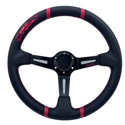 Universal 14 inch (350mm) Drift Racing Steering Wheel PVC Leather Sport Steering Wheel Red Spoke Mo20S02191-25