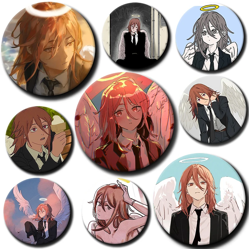 58mm Cartoon Character Angel Devil Button Pin Anime Role Angel Devil Brooch Creative Badge for Backpack Clothes Decoration Gift
