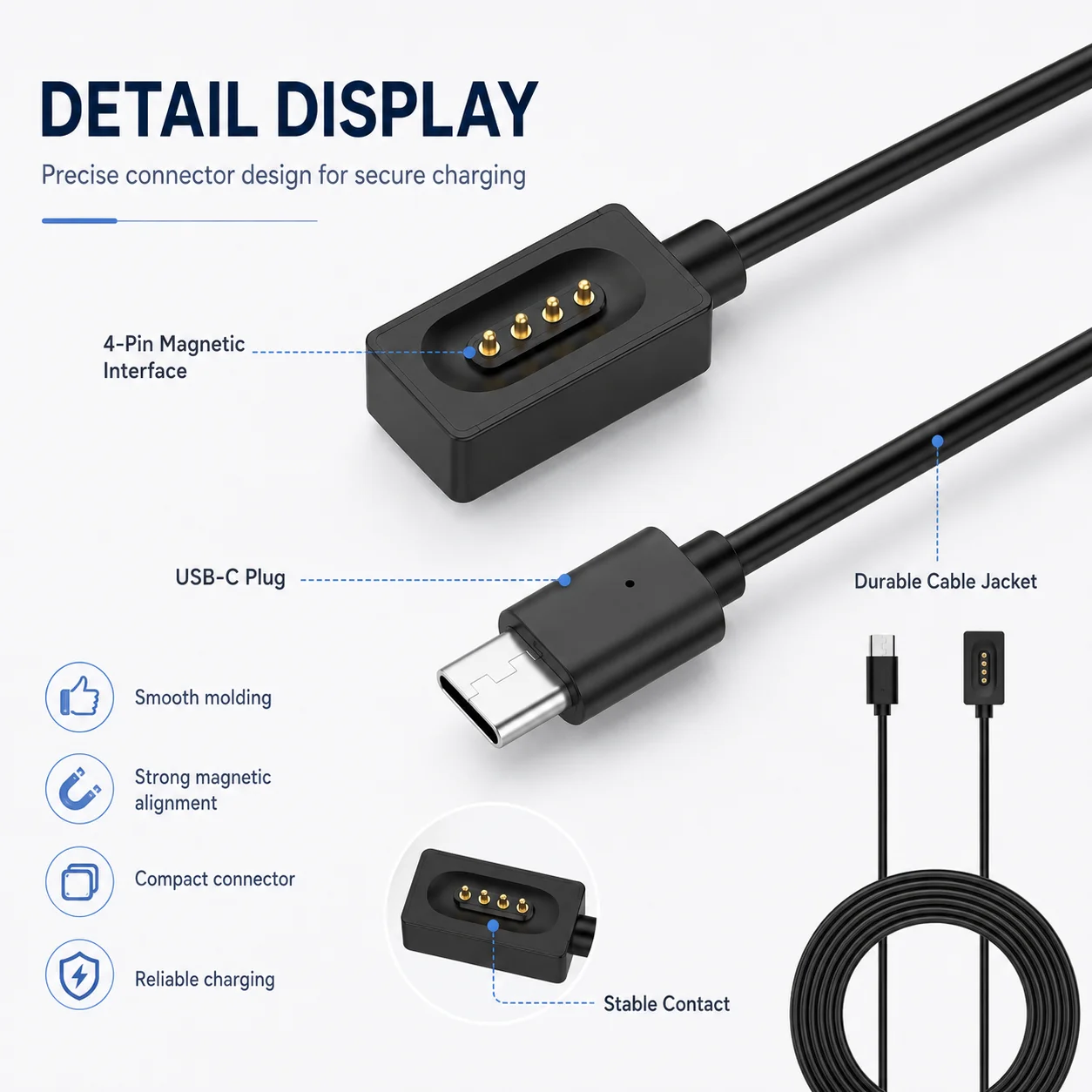Magnetic Charging Cable for Xiaomi Bone Conduction Headphones 2 M2447E1 USB Charger Cable Replacement Mi Bluetooth Earphone