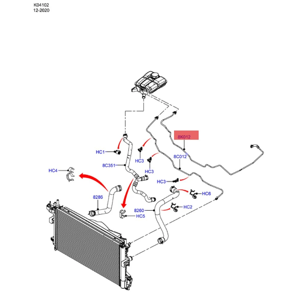 8V618K012CA radiator reserve tank water hose for ford focus mk3 2012 2013 2014 2015 1.6 C-max Radiator Water Returning Pipe