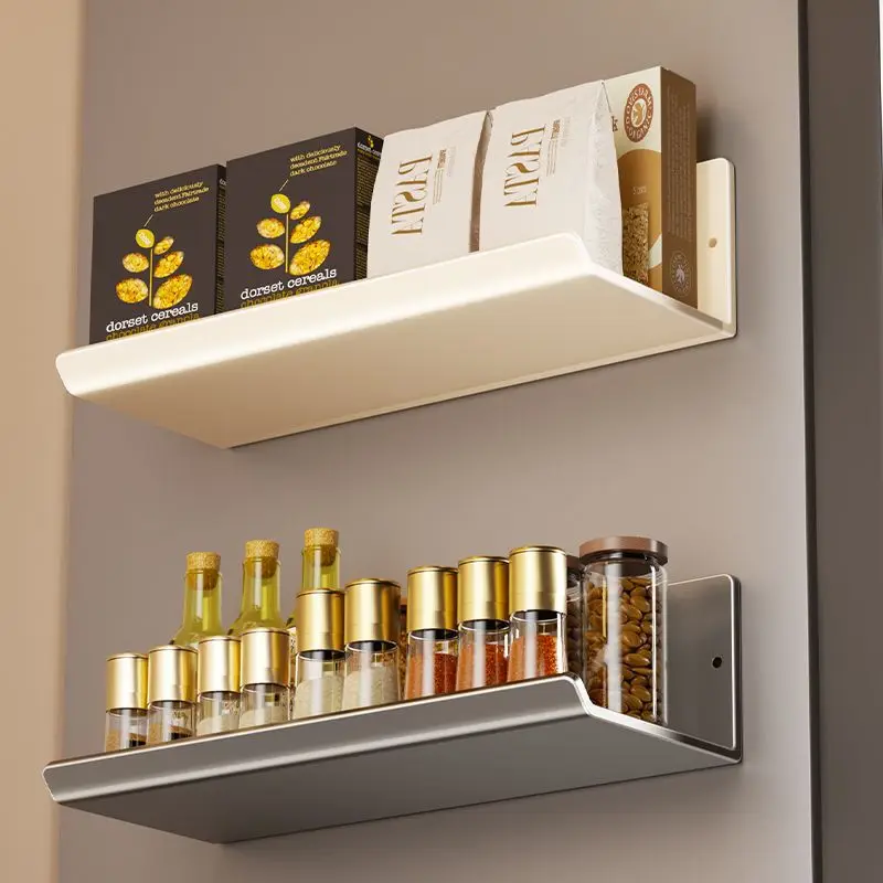 Kitchen Refrigerator Magnetic Storage Rack Without Punching Wall-mounted Condiments Spice Shelf Household Organizer
