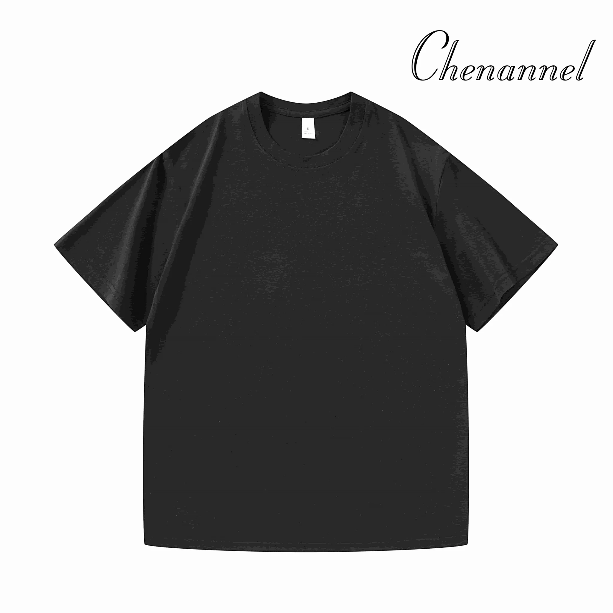 طقم مكون من سبع قطع 180 جرام من القطن الخالص الثقيل بأكمام قصيرة تي شيرت للرجال صيفي فضفاض أبيض بلون سادة #5