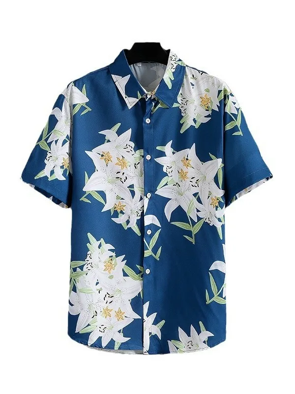 

Men's Printed Breathable ort Sve irt Stand Collar Polyester Fiber Casual Faion Summer irt Moisture ng