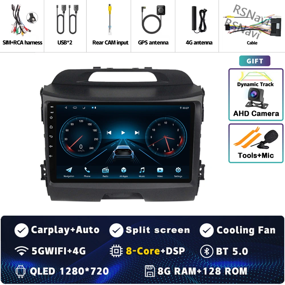 Android 15 Voor Kia Sportage 3 SL 2010-2016 2K QLED Android Autoradio Multimedia Video Player GPS Stereo CarPlay 4G Head Unit