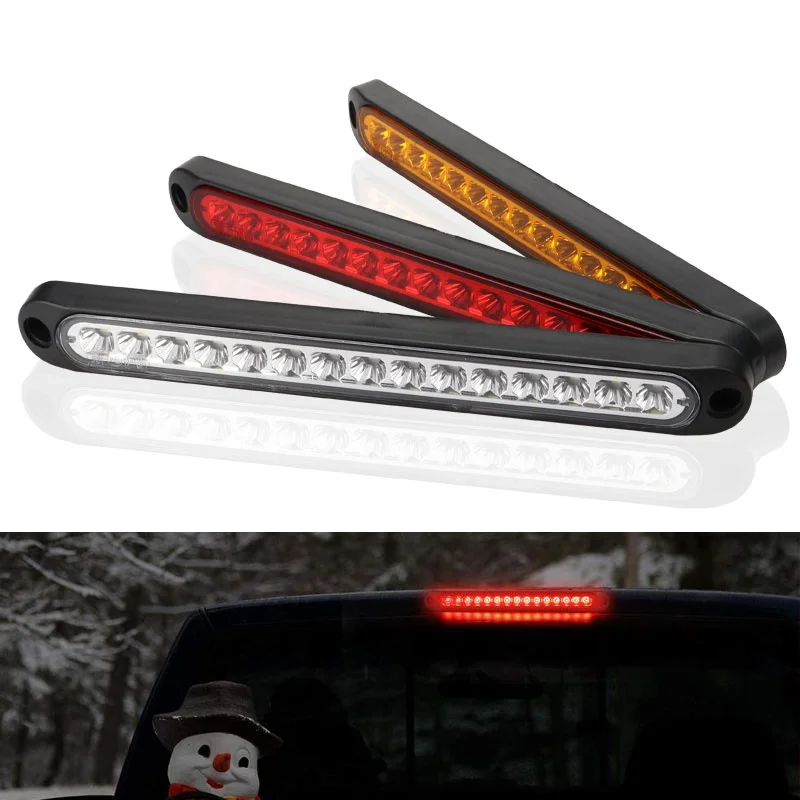 Luz trasera de freno para remolque, barra LED de parada de coche, luces traseras de giro, montaje impermeable, tira de freno, luz roja para barcos marinos, 15 LED, 24V