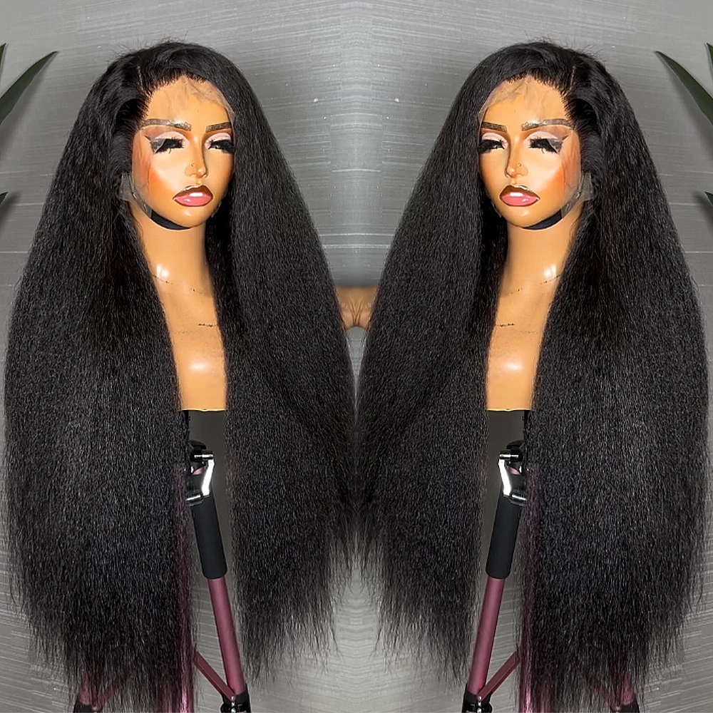 

Kinky Straight 13x6 HD Transparent Lace Front Brazilian 100% Real Human Hair Wig For Women 300/400 Density For Women Wear And Go