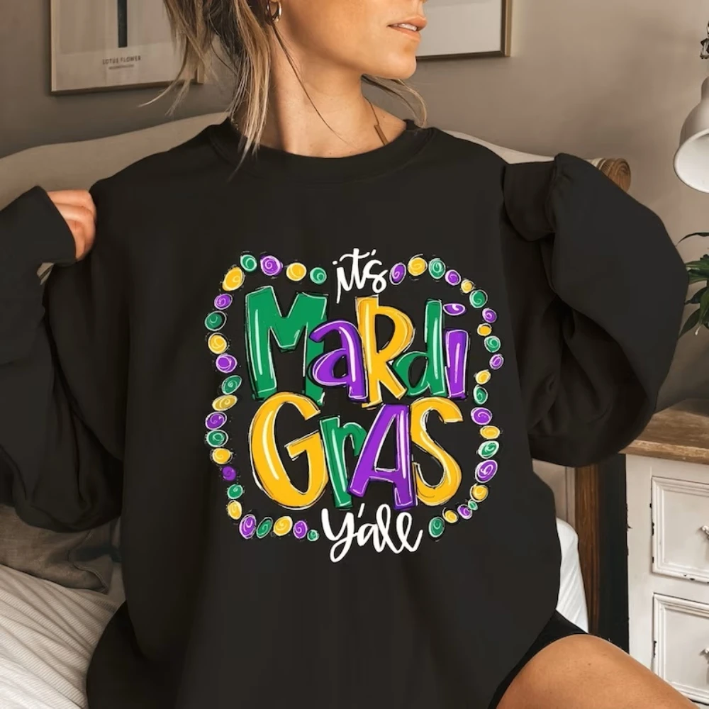 Mardi Gras Sweatshirt Its Mardi Gras Yall Shirt Coquette Cute Retro Fat Tuesday Pullover Festival Carnival Lousiana New Orleans