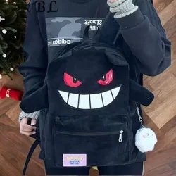 Sanrio Gengar Black Plush Backpack Couple Male Female Student School Bag Cartoon Anime Backpack Large Capacity Mochila Infantil