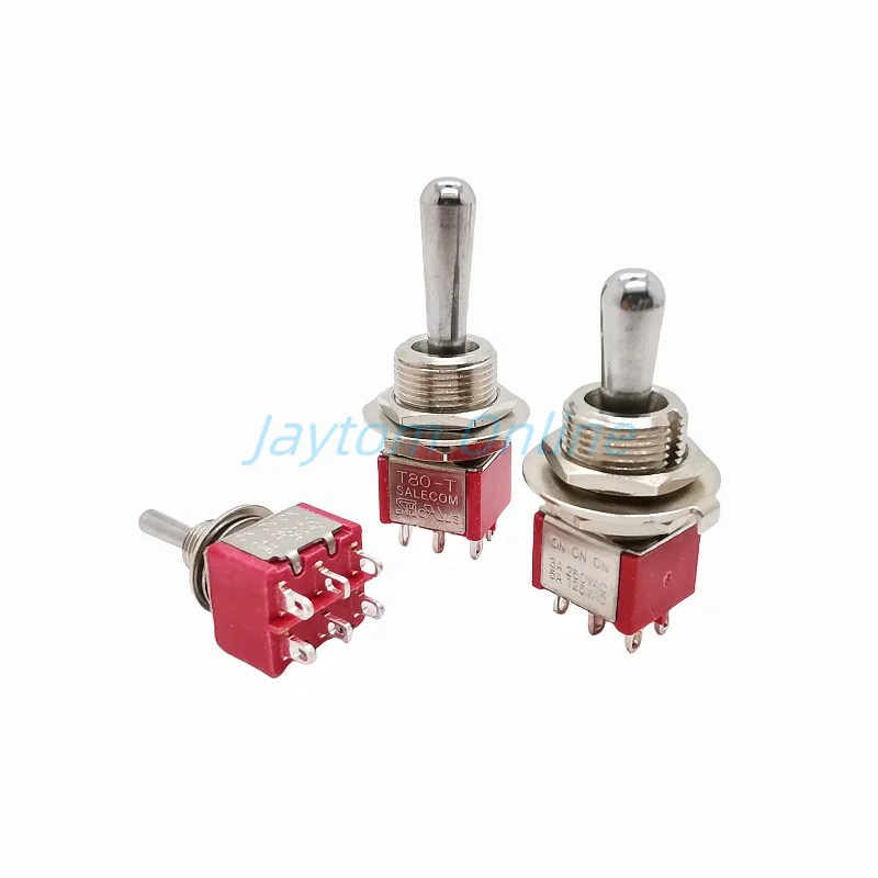 2pcs T812 Locking Type 12mm Toggle Switch T80-T ON ON ON 3A/250V 5A/125V 6mm 6PIN SP3T 3 Way Switches