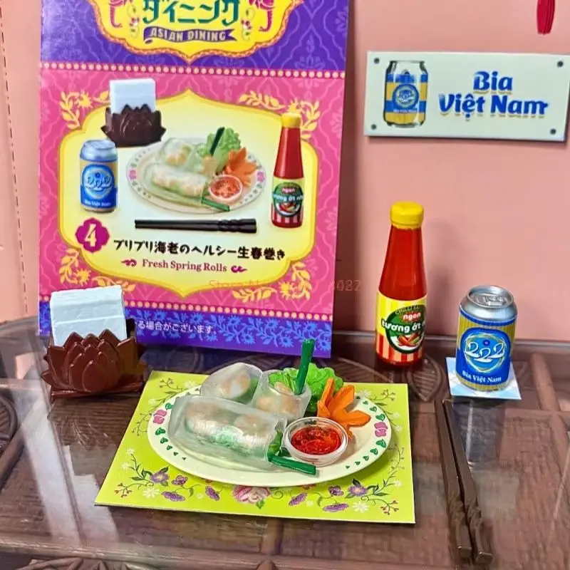 

2025 подлинная Re-Ment азиатская столовая, ресторан, кухня Юго-Восточной Азии, глухая коробка, миниатюрная модель сцены, украшение для рабочего стола, игрушка в подарок