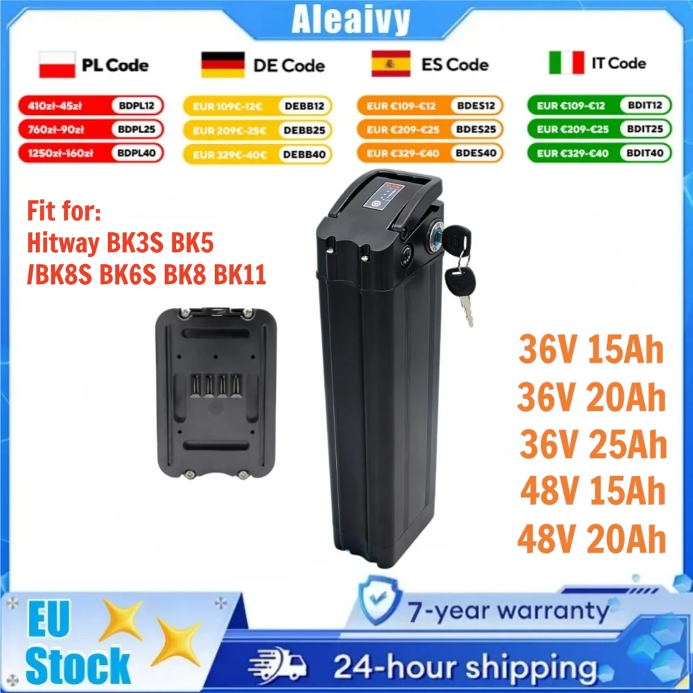 36V 48V 15Ah 20Ah 25Ah Elektrofahrrad-Akku Lithium-Ionen E-Bike-Batterie für COLORWAY Hitway BK3 BK5 BK6 BK8 BK11 BK37 OneSport BK6 EVERCROSS EK5 EK6