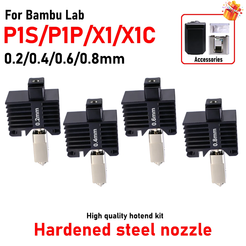 Hotend For Bambu Lab P1P X1C P1S X1 P1P Upgrade Hot End Print Head 3D Printing Parts For Bambulab Hardened Steel Nozzle