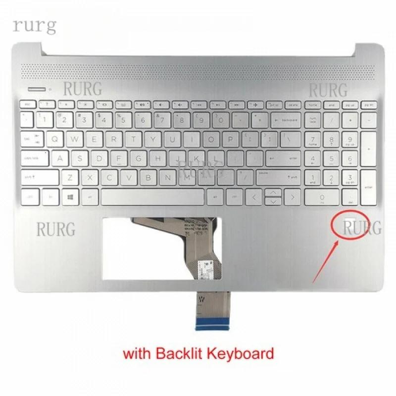 

L New for HP 15-DY 15-EF 15s-eq Palmrest Upper Case Backlit Keyboard w/FRP L63579-001