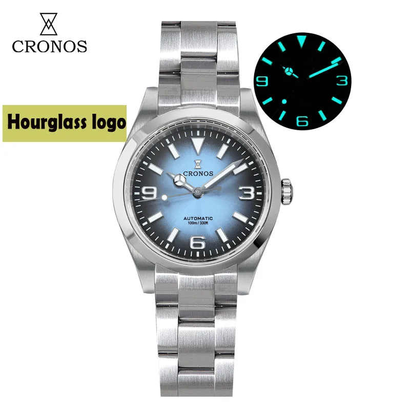 

CRONOS Men Pilot Watch 36mm Automatic Mechanical Wristwatch BGW-9 Luminous 10Bar Waterproof PT5000 Gradient Sunray Dial