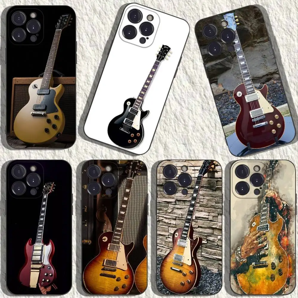 

Guitar Gibson Phone Case For iPhone 17,16,15,14,13,12,11,Plus,Pro Max,XS,X,XR,SE,Mini,8,7,Soft Silicone Black Cover
