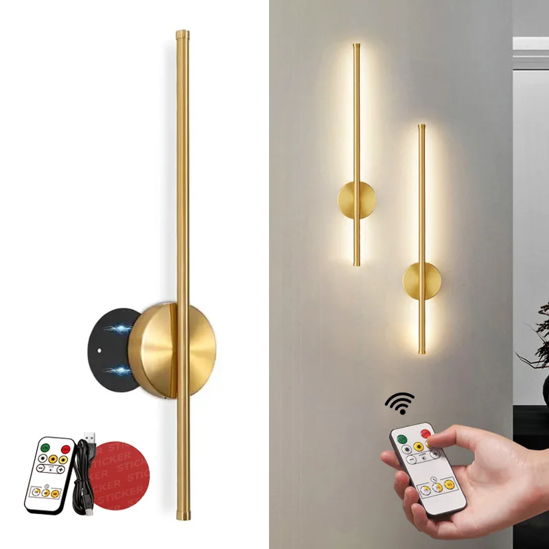 50CM LED Rechargeable Wall Light Installation Free Wall Sconce Dimming For Living Room Sofe Beside Bedroom Wall Decor Lamp