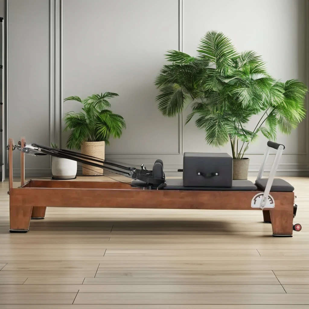 

Spraying Color Pilates Oak Reformer Personalized Customization Adjustable Portable and Durable Pilates Core Bed