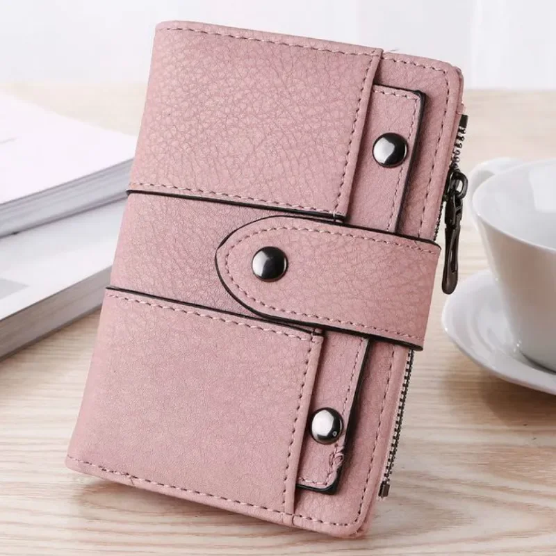 Women Wallet Simple Retro Rivets Short Wallet Coin Purse Card Holders Handbag for Girls Purse Small Wallet Ladies Bolsa Feminina