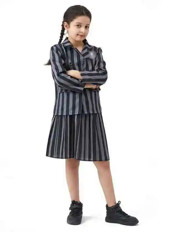 

Костюм для косплея на Хэллоуин для девочек: Фиолетовое платье А-силуэта в стиле Аддамс из ПВХ-материала, подходит для осени и зимы, Cleanfit Sle Mid-Year Winter