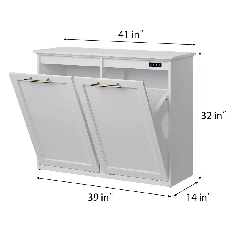 Tilt Out Trash Cabinet with Quick Installation and Deodorising Function, Wooden Trash Can Cabinet for Dining Room and Kitchen