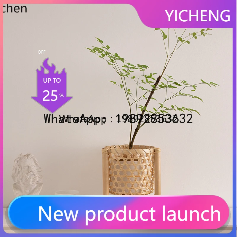 

Desktop Bamboo Woven Small Flower Pot Indoor Home Decor Ornament Pure Handmade Woven Floral Basket