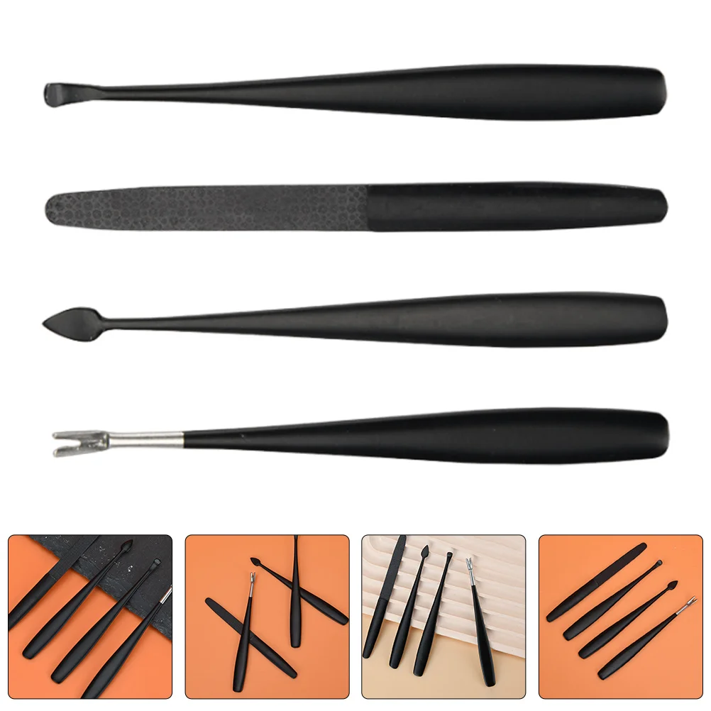 

1 set Manicure Tools Set Stainless Steel Nail Files Cuticle Trimmer Dead Skin Forks Ear Spoon Suitable Home Salon Use Long