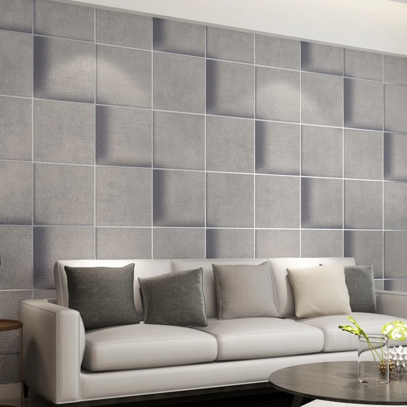 

Modern Living Room Sofa Bedroom Wallpaper for Walls 3D Thicken Non-woven Suede Geometric Lattice TV Background Wall Paper Rolls