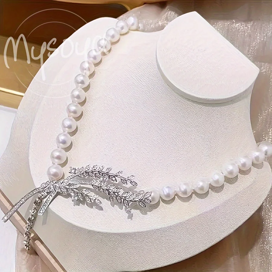 MYSOYA 7-8mm قلادة لؤلؤ المياه العذبة أحجام متعددة مع صندوق هدايا هدية مثالية لحفلات الزفاف وأعياد الميلاد وعيد الميلاد والعام الجديد #2