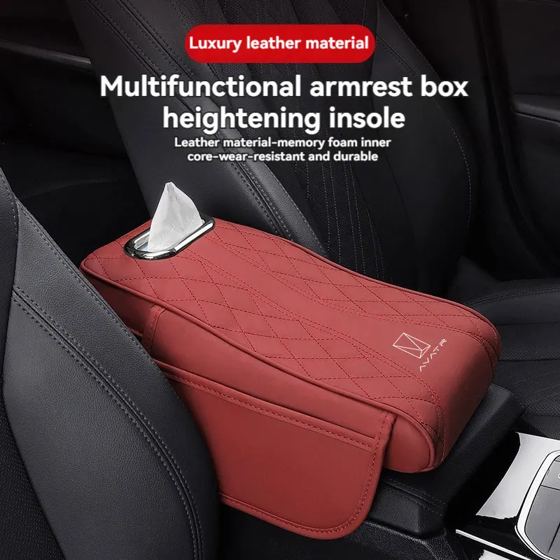 Car Armrest Cushion With Tissue Box and 2 Storage Bags Auto Center Console Amrest Pillow Cover For Changan Avatr Car Accessories