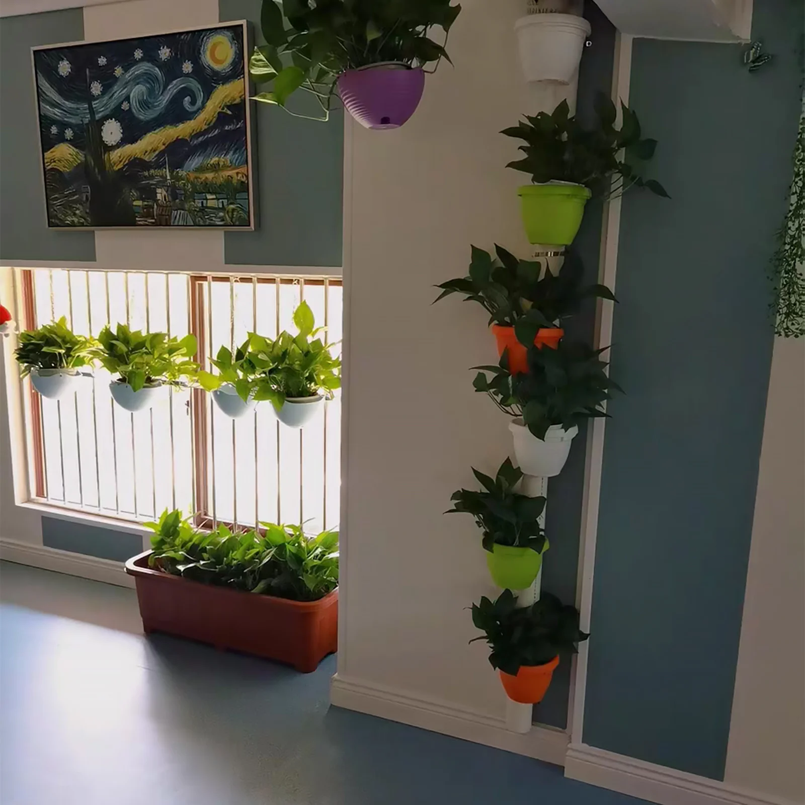 

3 pcs Pipe Style Flower Pots Large Drainage Design For Indoor Outdoor Garden Decor Vertical Planter Hanging Basket Balcony