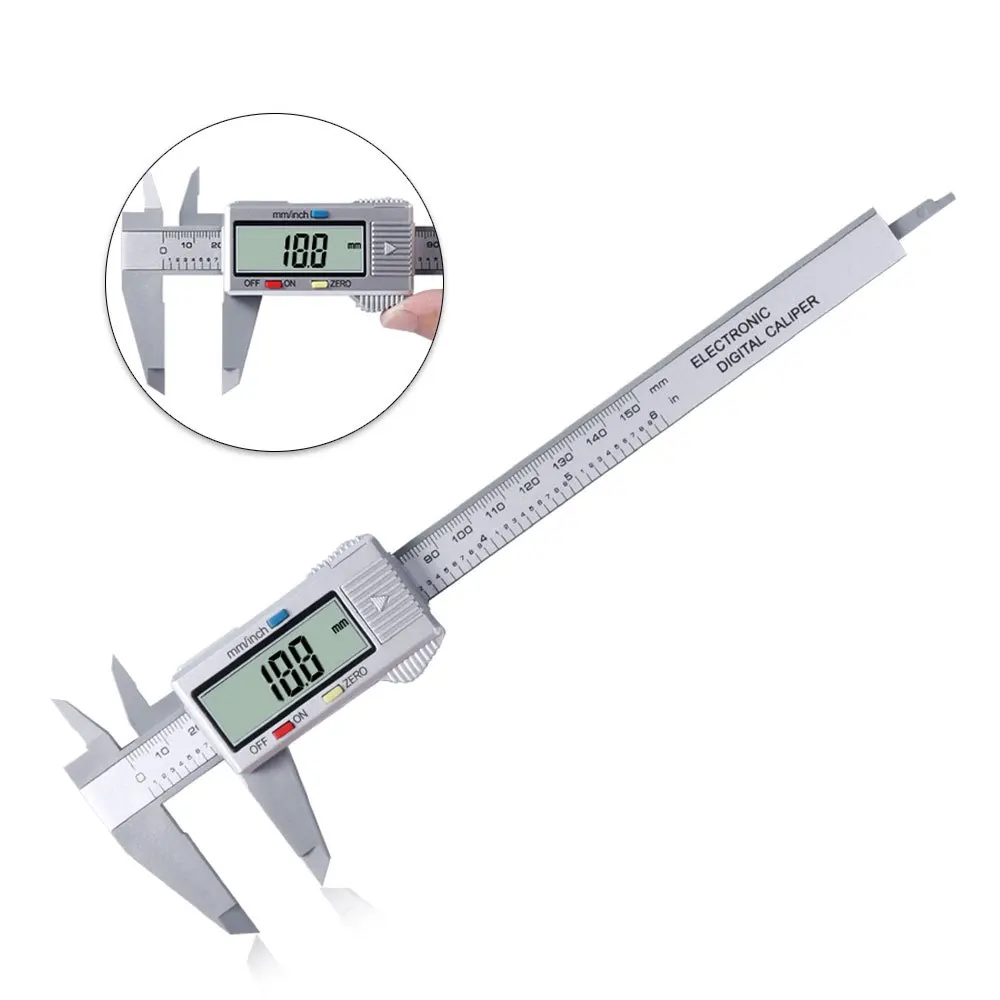 Imagem -03 - Pinças Vernier Digital com Lcd Paquímetro Eletrônico Medidor de Fibra de Carbono Ferramentas de Medição de Altura Instrumentos Micrômetro Polegadas