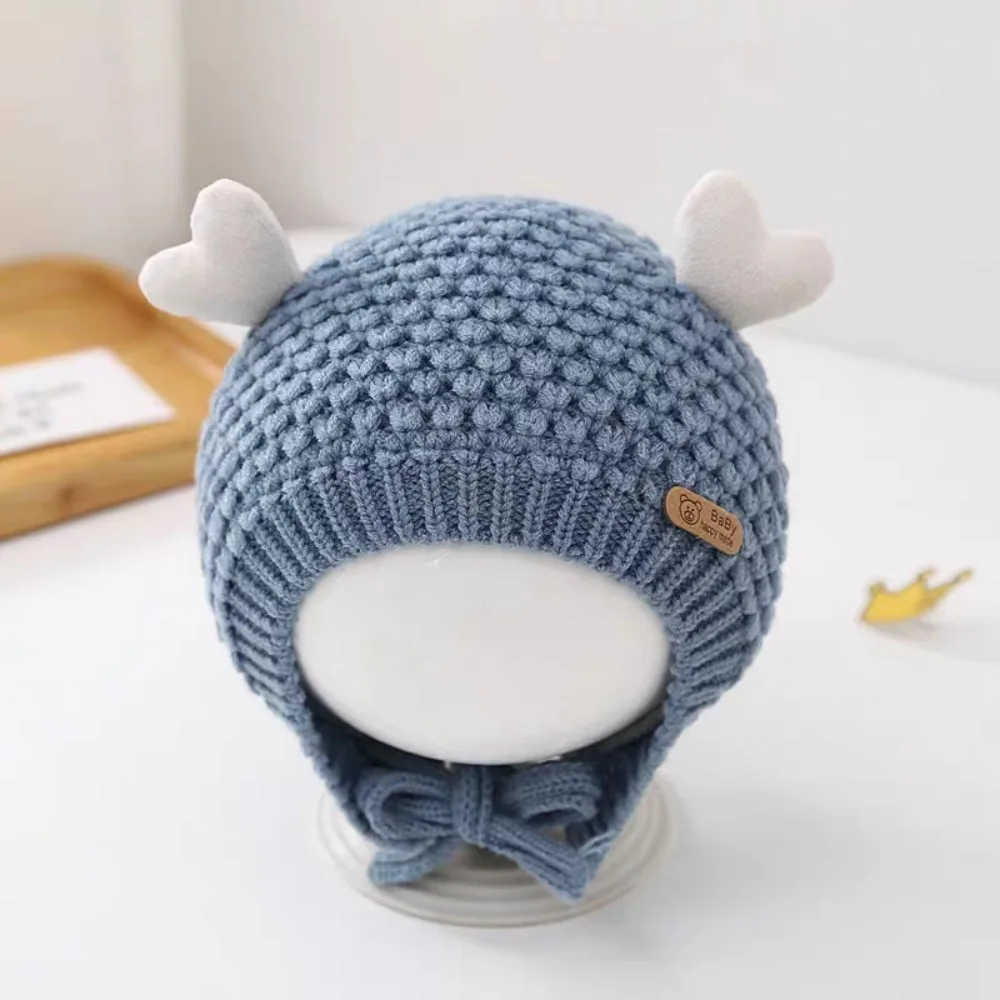 

Cute Love Knitted Hat Windproof Keep Warm Winter Cap Ear Protection Thickened Beanies Bonnet Boy Girl