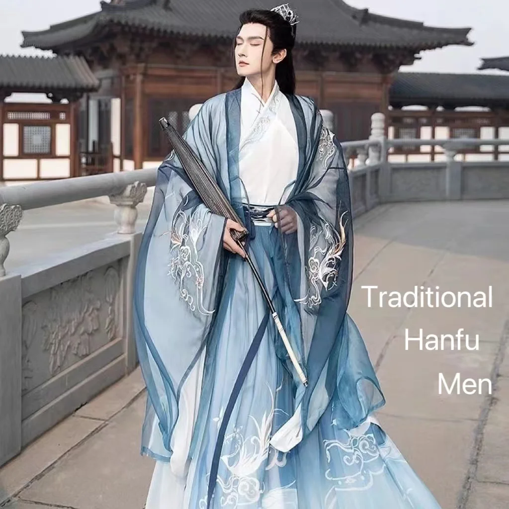 Mannen Hanfu Chinese Traditionele Klederdracht Set Weijin Periode Chiffon Corset Confucian Jurk Gentleman Cosplay Show Kleding Hanfu