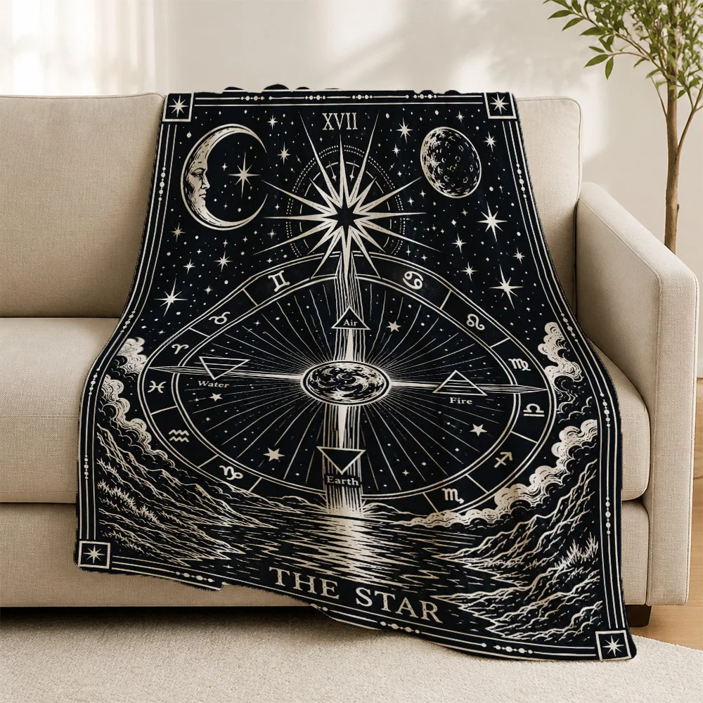 Luxurious Bohemian Astrology Zodiac Constellation Throw Blanket Cosmic Celestial Starry Night Sofa Couch Decor Art Print Gift
